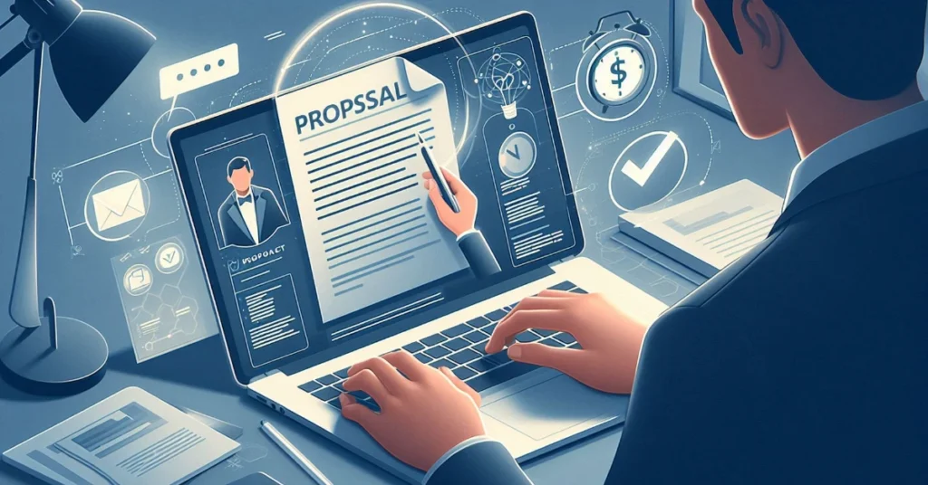 Digital illustration of a freelancer working on a laptop