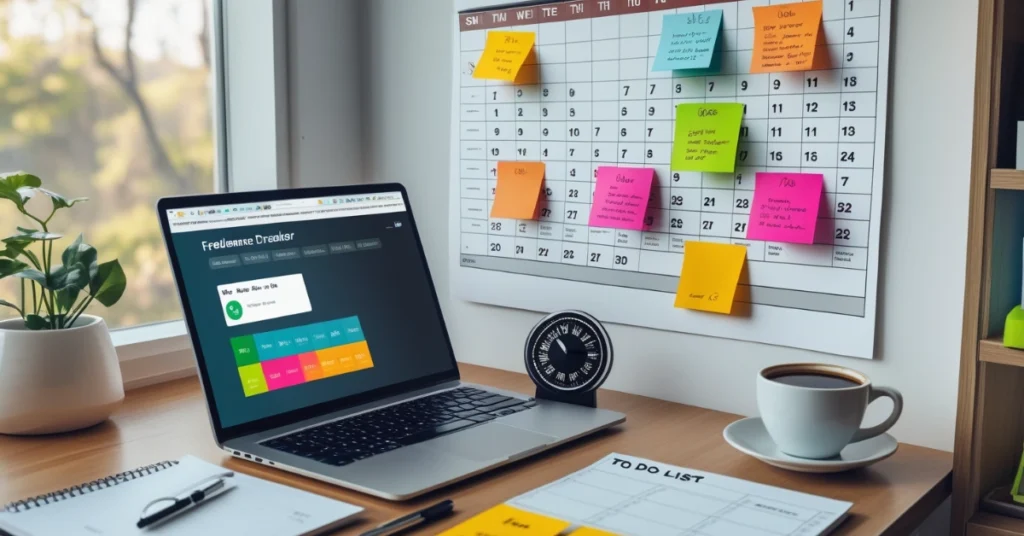 Organized freelancer workspace at home